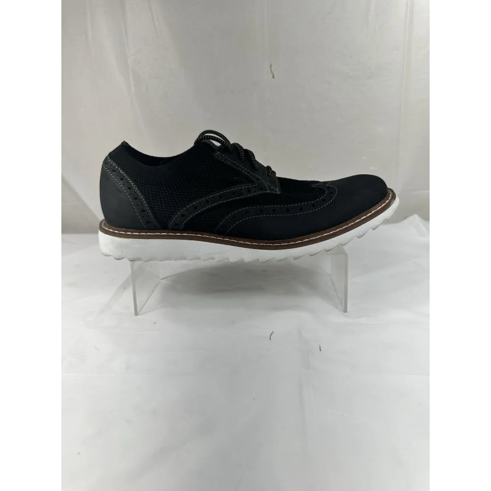 JOHNSTON MURPHY DUNCAN WINGTIP MENS SIZE 8 M BLACK LEATHER FABRIC